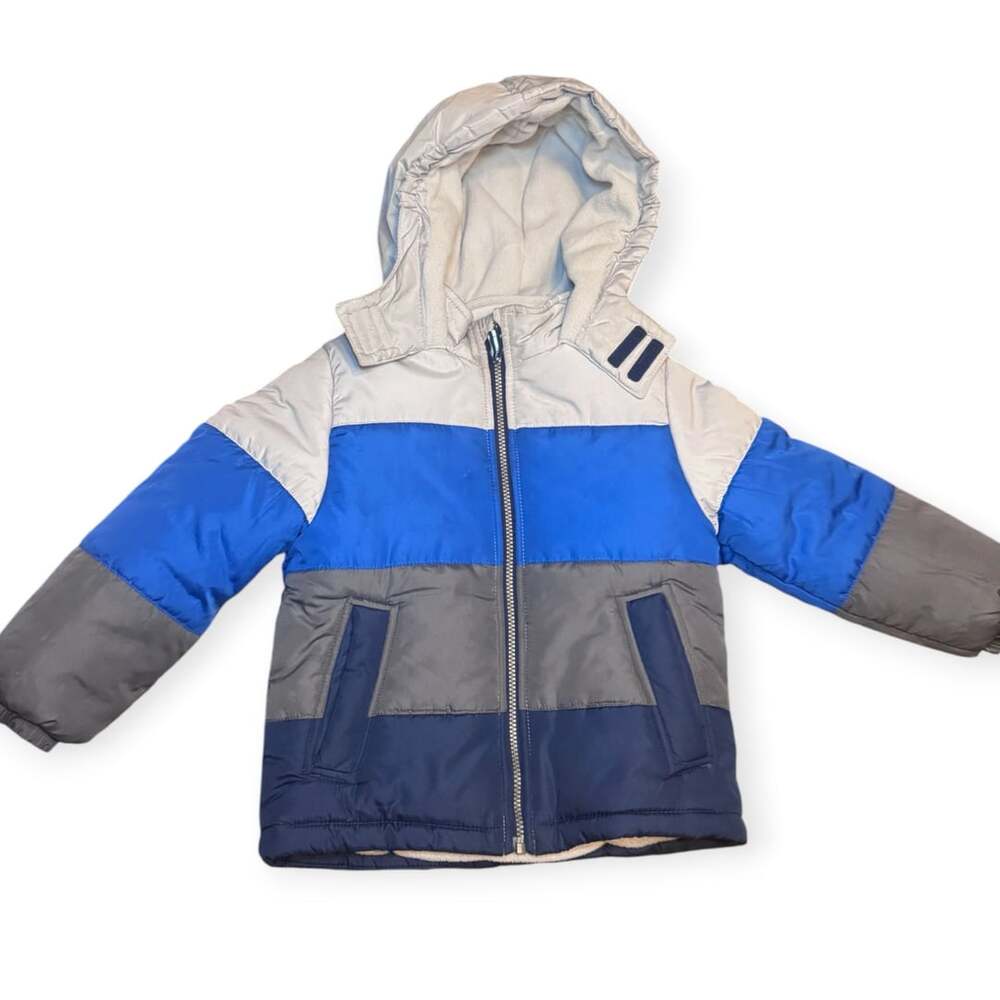 OshKosh B'gosh Puffer Jacket Size M/5-6 Blue Gray Colorblock Winter Coat